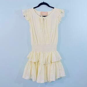 Araminta James Pastel Yellow Sleeveless Smocked Waist Amore Mini Dress Size M